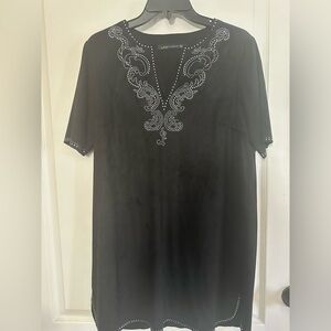 Zara Black Suede Dress with Silver Studded Accents Size M